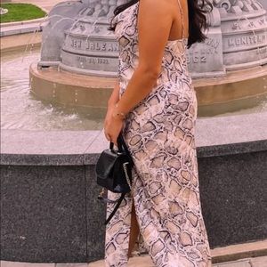 Snake print silk maxi dress